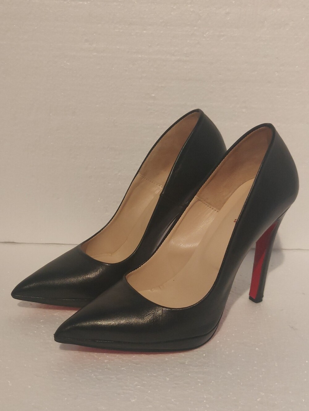 Classic Black Pointed-Toe High Heels with Red Sole